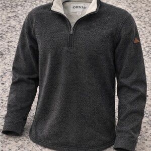 Orvis Men's Black With White Fleck Zip-Up Pullover